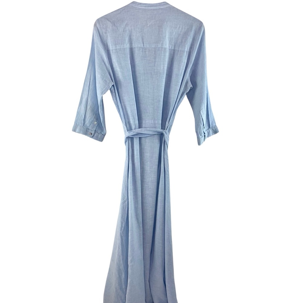 Holbrook Sweden Blue Ticking Pinstripe Maxi Shirt Dress - Picture 5 of 6